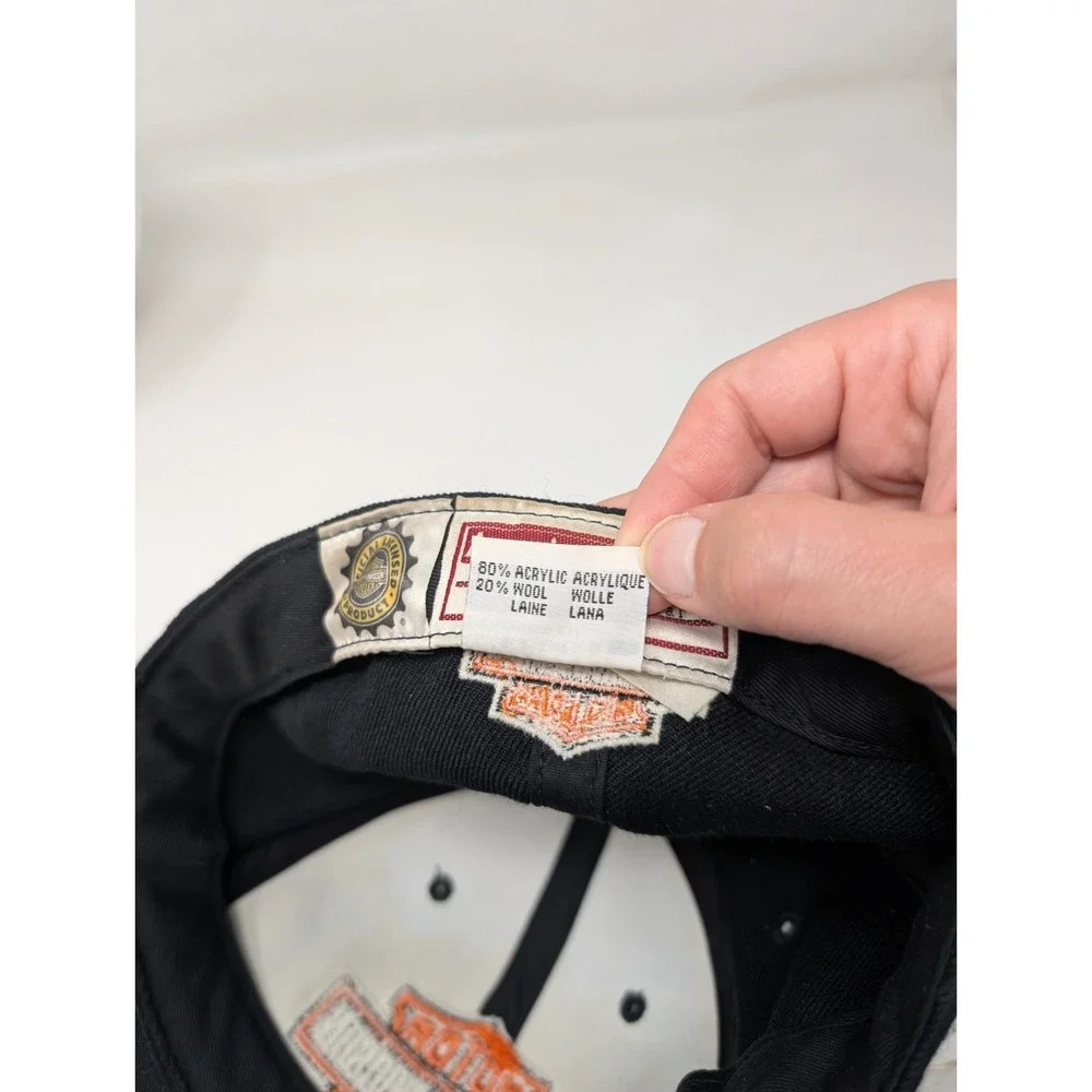 Vintage 90s Harley‎ Davidson Fitted Baseball Cap Hat Black 7 1/2 American Needle